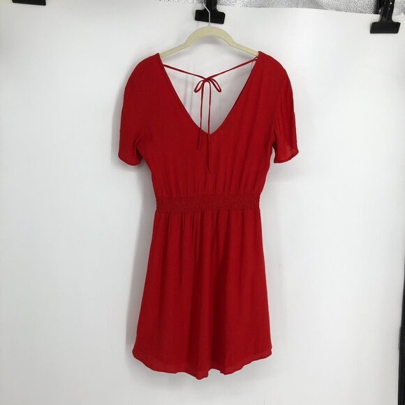 Gentle Fawn red scoop neck smocked waist short sleeve a-line mini dress size 2 - Picture 11 of 16